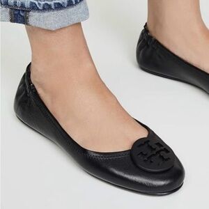Tory Burch Women’s Leather Minnie Travel Ballet Flats Size 7